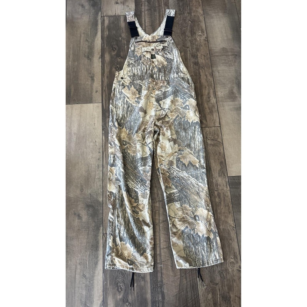 Vtg 90s Liberty Overalls Realtree Camo Hunting Bibs Size 38 Regular Carpenter